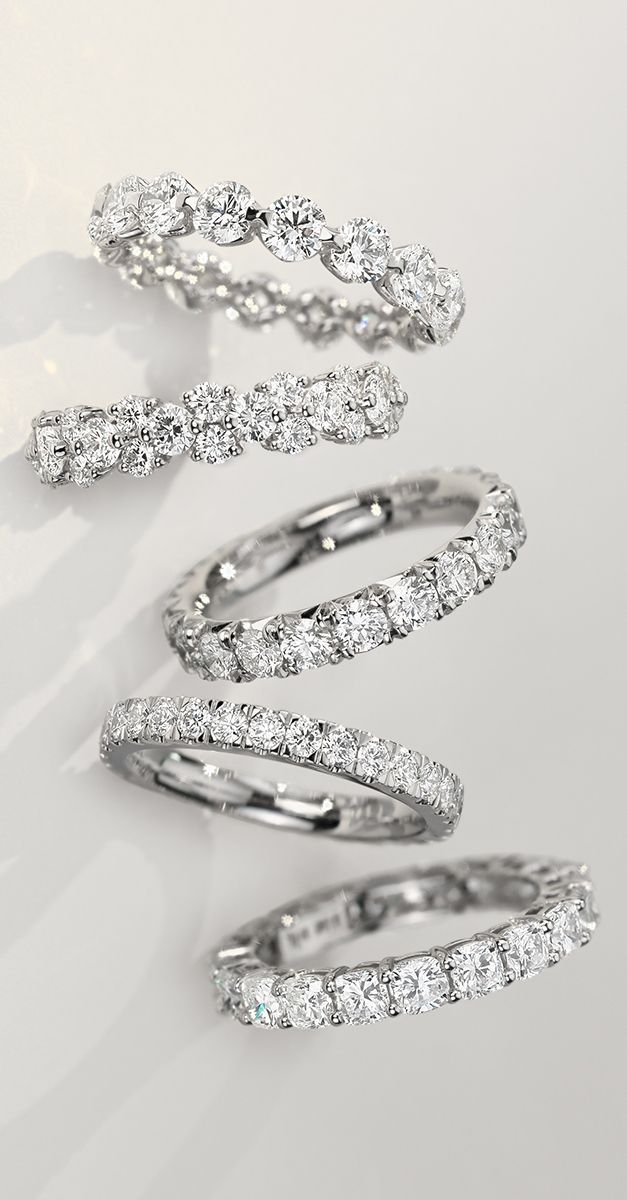 Diamond eternity bands in different settings